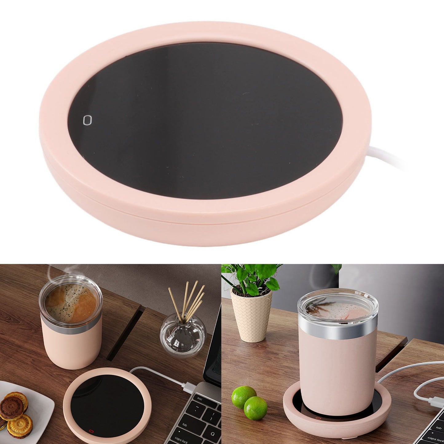 USB Coffee Mug Warmer Electric Gravity Switch 55 Celsius Degree Milk Heating Plate for Office Pink V1294-YM3113220213811-0421