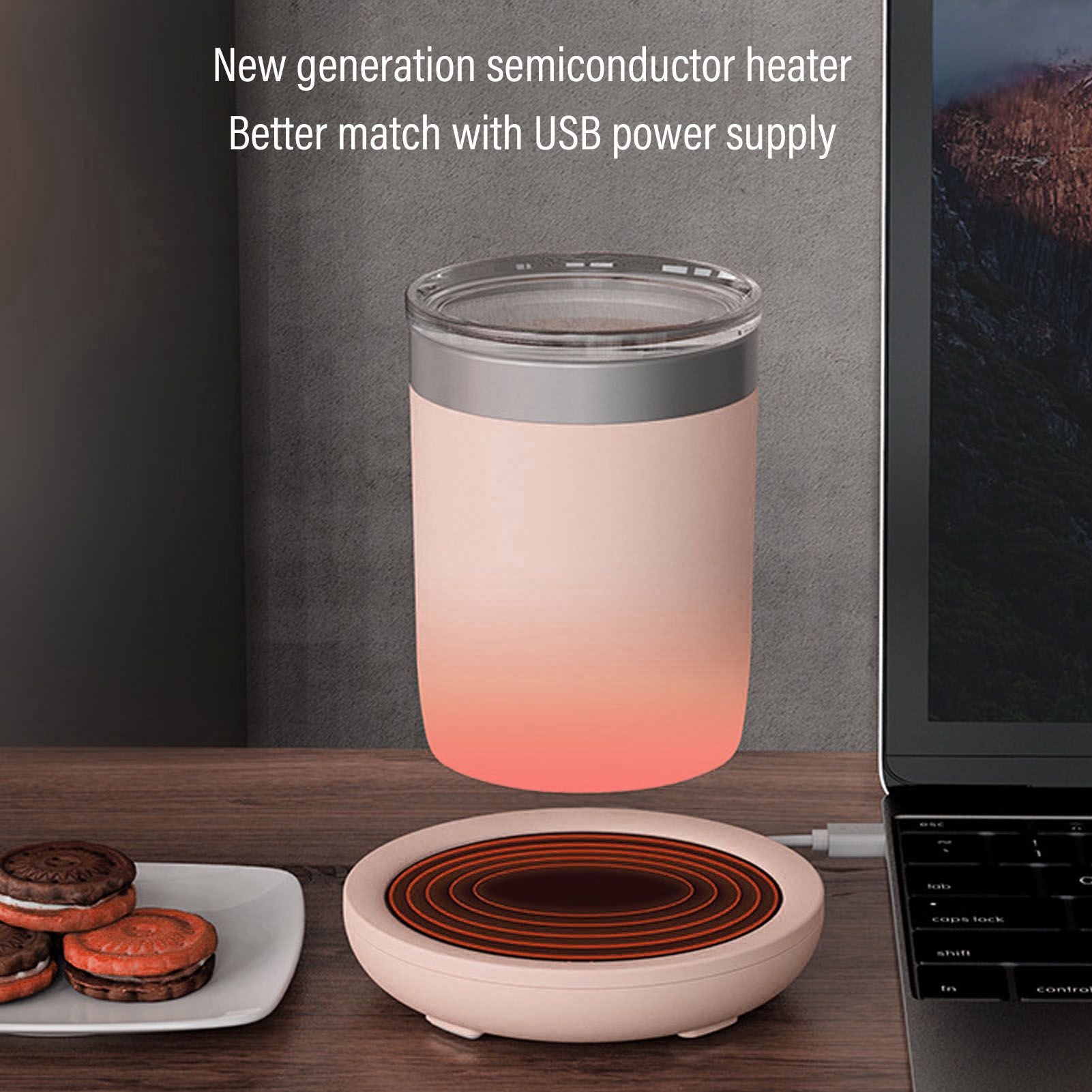USB Coffee Mug Warmer Electric Gravity Switch 55 Celsius Degree Milk Heating Plate for Office Pink V1294-YM3113220213811-0421