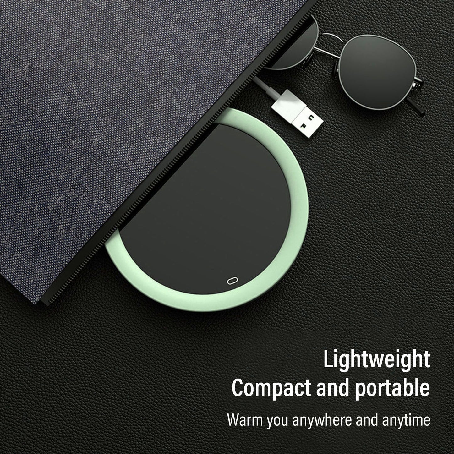 USB Coffee Mug Warmer Electric Gravity Switch 55 Celsius Degree Milk Heating Plate for Office Green V1294-YM3113220213812-0421