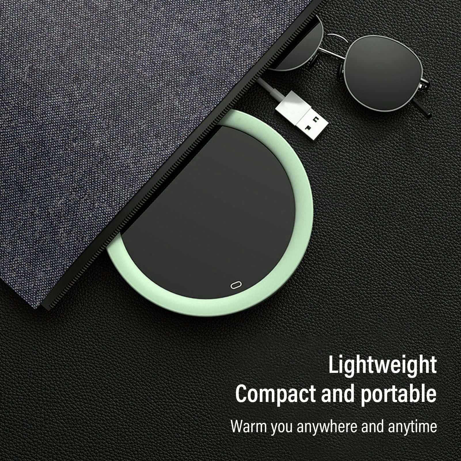 USB Coffee Mug Warmer Electric Gravity Switch 55 Celsius Degree Milk Heating Plate for Office Green V1294-YM3113220213812-0421
