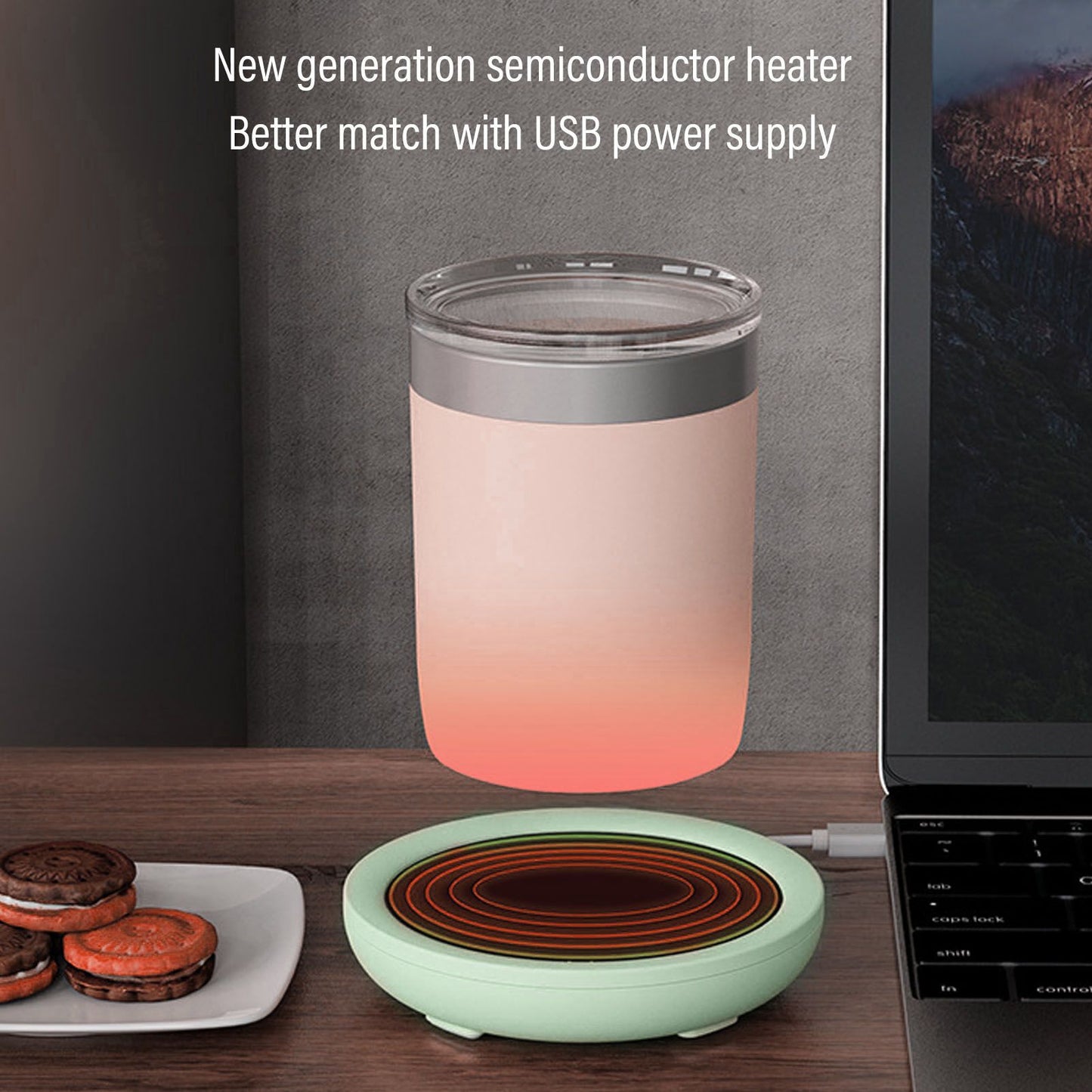 USB Coffee Mug Warmer Electric Gravity Switch 55 Celsius Degree Milk Heating Plate for Office Green V1294-YM3113220213812-0421