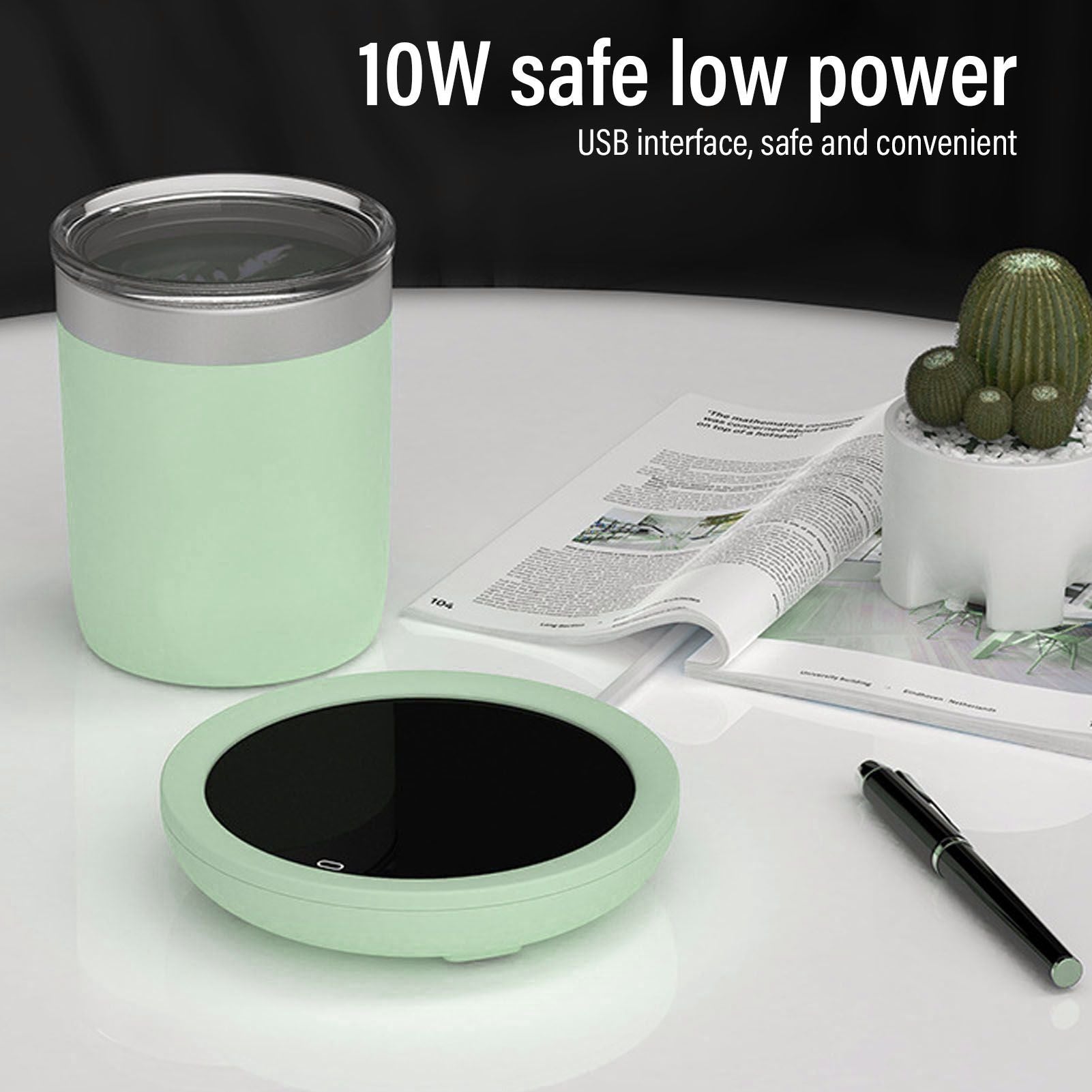 USB Coffee Mug Warmer Electric Gravity Switch 55 Celsius Degree Milk Heating Plate for Office Green V1294-YM3113220213812-0421