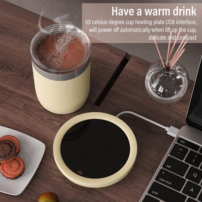 USB Coffee Mug Warmer Electric Gravity Switch 55 Celsius Degree Milk Heating Plate for Office Yellow V1294-YM3113220213813-0421