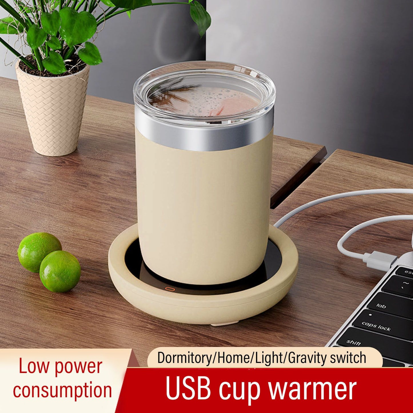 USB Coffee Mug Warmer Electric Gravity Switch 55 Celsius Degree Milk Heating Plate for Office Yellow V1294-YM3113220213813-0421