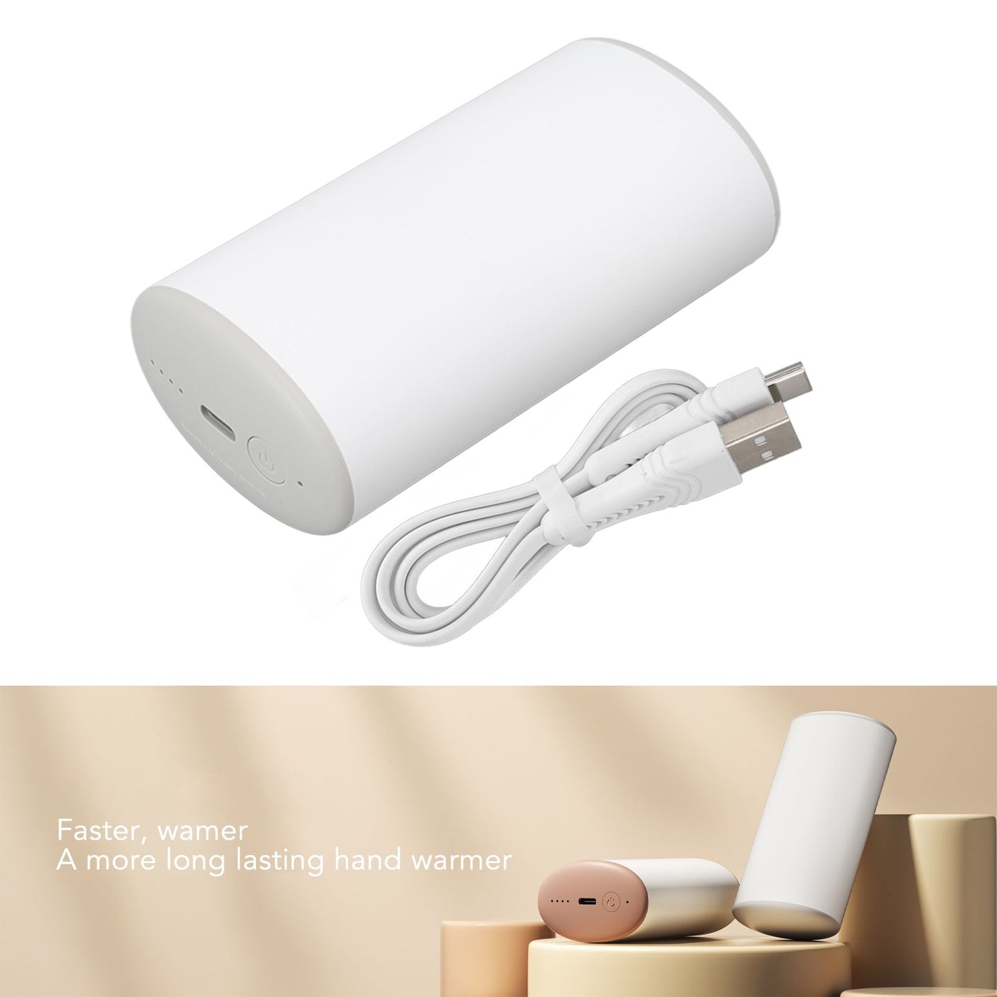 6000mAh Mini Hand Warmer Two Gears Double Protection USB Charging Pocket Heater for Winter Outdoor White V1294-YM3113220218111-0421
