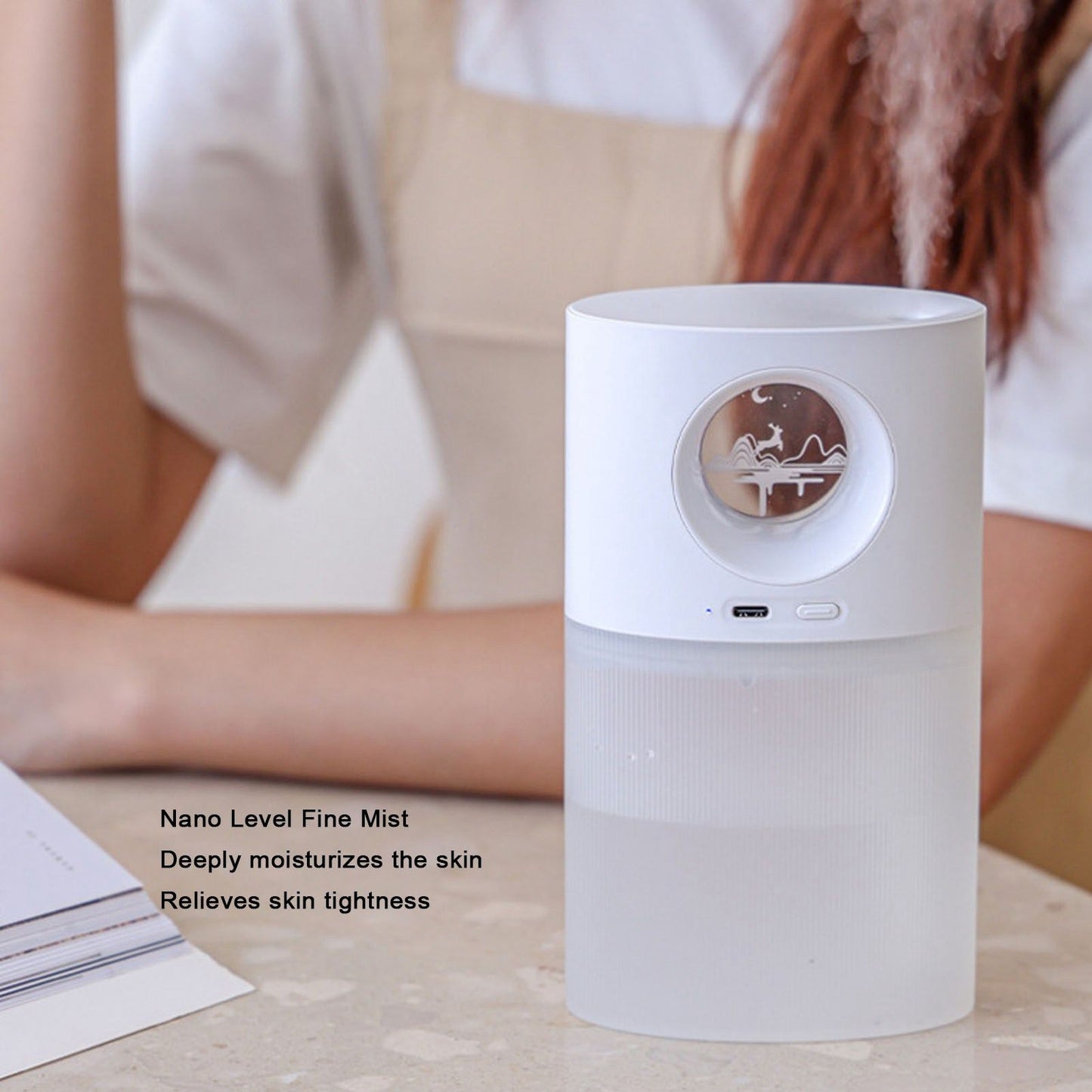 Mini Humidifier Quiet USB Rechargeable Fine Mist Portable Desktop Humidifier with Night Light for Home Office V1294-YM3113220219511-0421