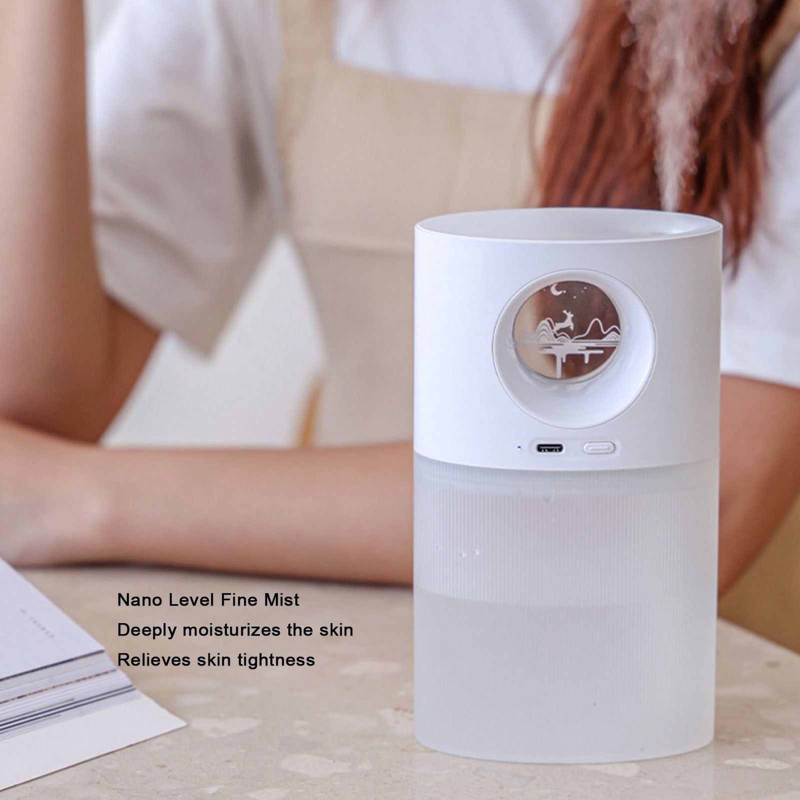 Mini Humidifier Quiet USB Rechargeable Fine Mist Portable Desktop Humidifier with Night Light for Home Office V1294-YM3113220219511-0421