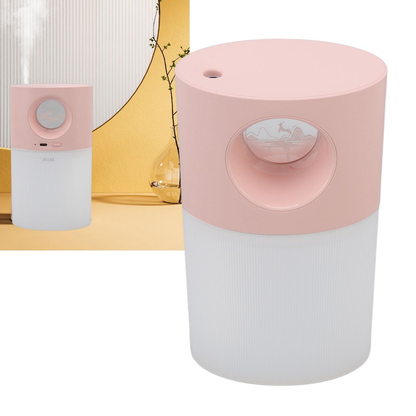 Mini Humidifier Quiet USB Rechargeable Fine Mist Portable Desktop Humidifier with Night Light for Home Office V1294-YM3113220219512-0421