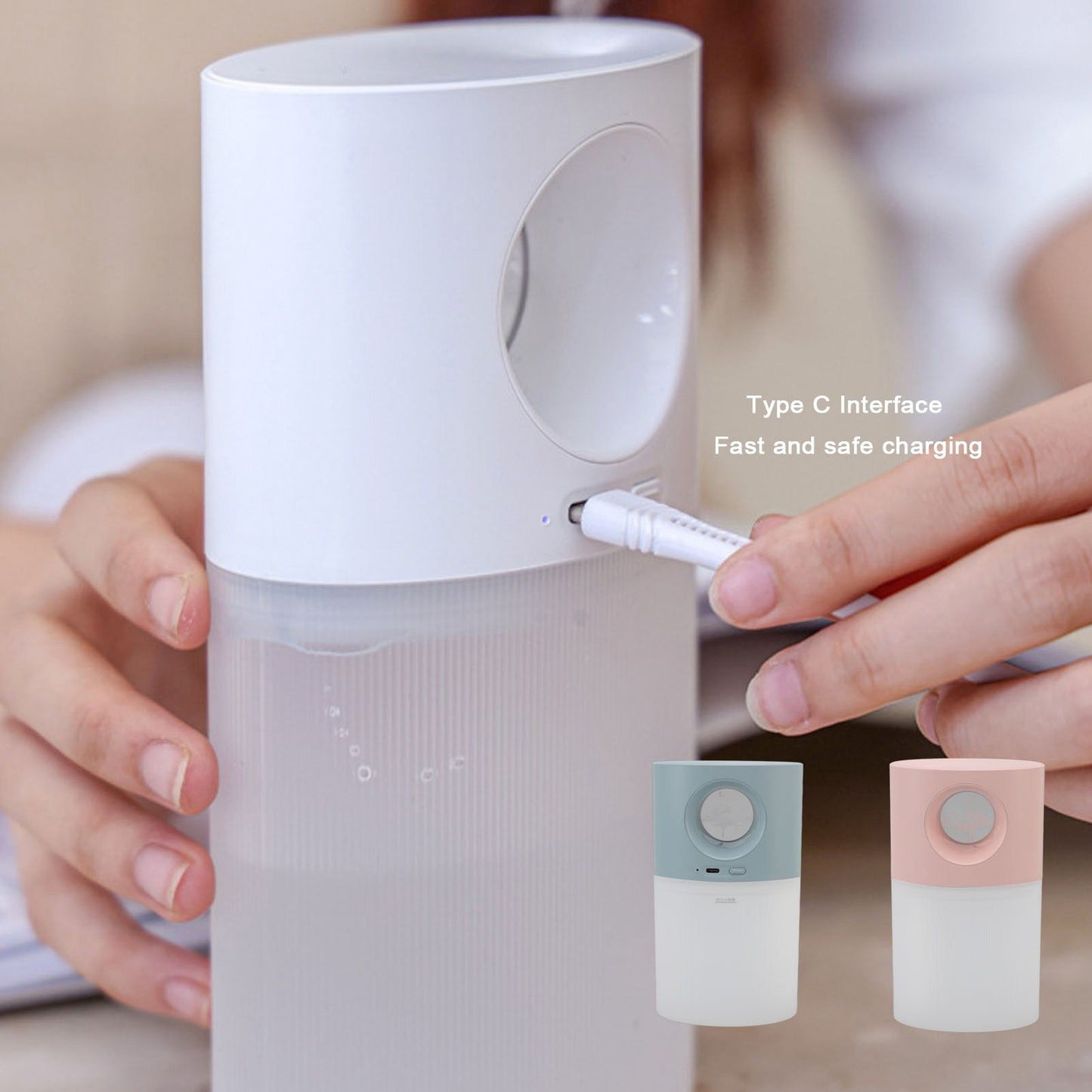 Mini Humidifier Quiet USB Rechargeable Fine Mist Portable Desktop Humidifier with Night Light for Home Office V1294-YM3113220219512-0421