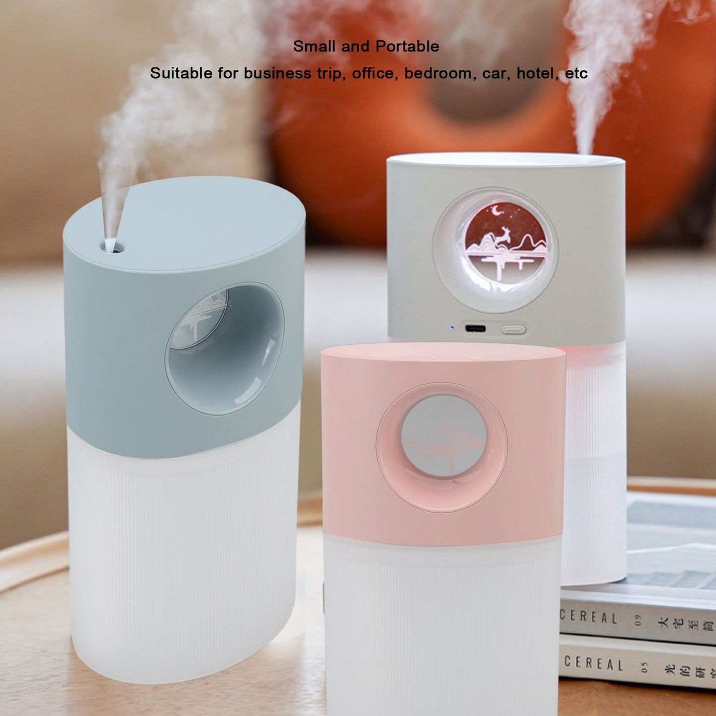 Mini Humidifier Quiet USB Rechargeable Fine Mist Portable Desktop Humidifier with Night Light for Home Office V1294-YM3113220219513-0421