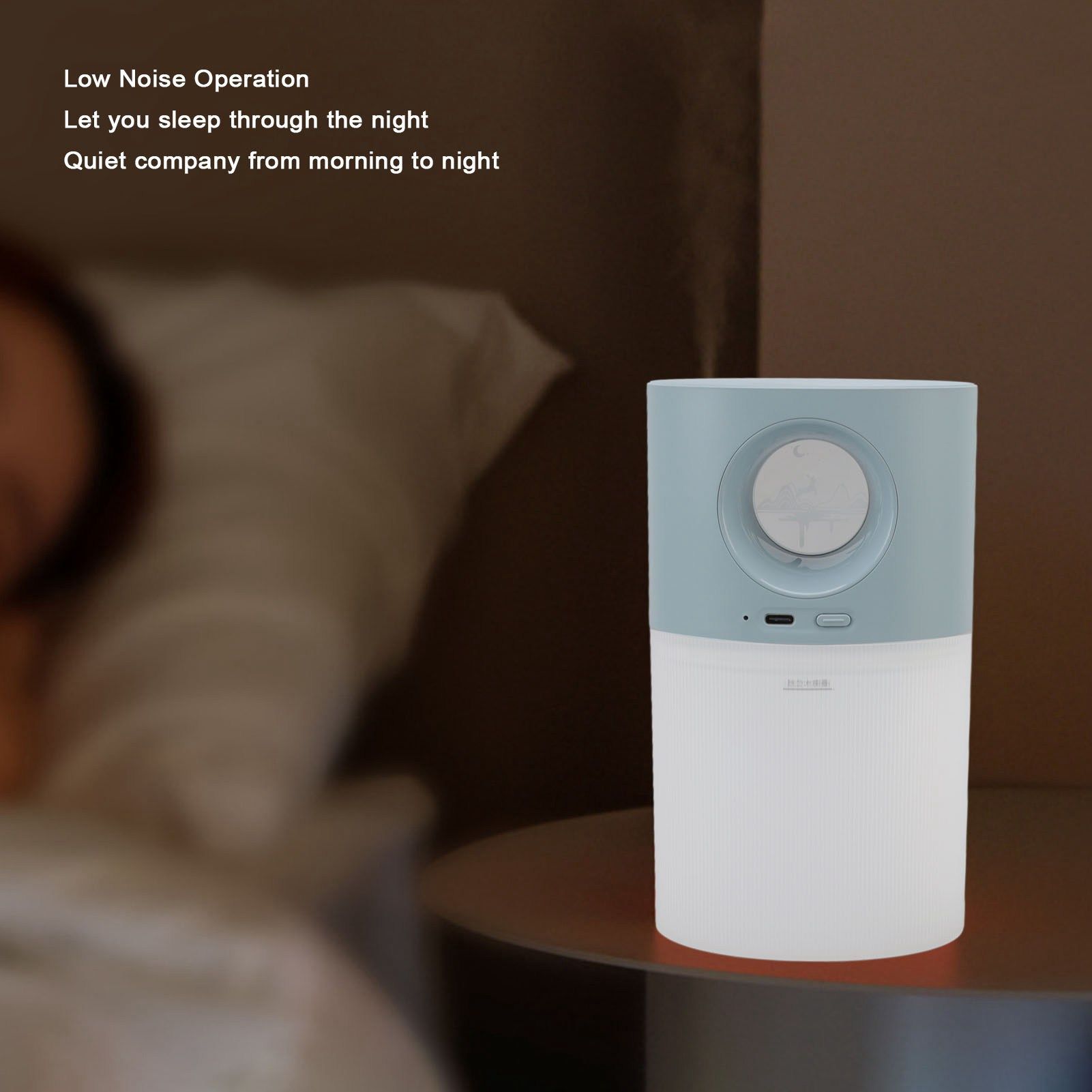 Mini Humidifier Quiet USB Rechargeable Fine Mist Portable Desktop Humidifier with Night Light for Home Office V1294-YM3113220219513-0421