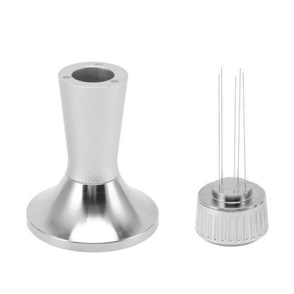 Coffee Tamper Stirrer Set Stainless Steel 2 in 1 58.3mm Coffee Tamper Distribution Needle for Kitchen Silver V1294-YM3113220220012-0421