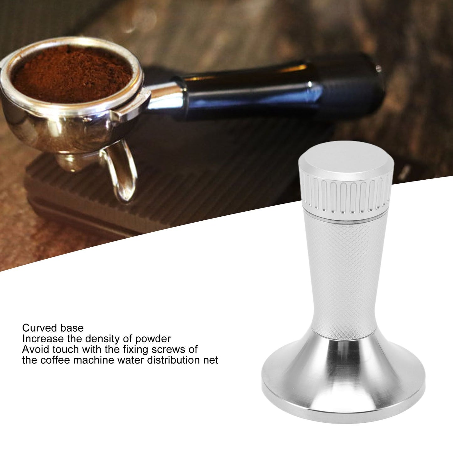 Coffee Tamper Stirrer Set Stainless Steel 2 in 1 58.3mm Coffee Tamper Distribution Needle for Kitchen Silver V1294-YM3113220220012-0421