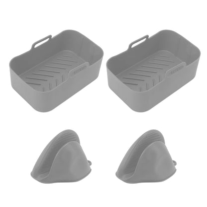 2Set Rectangular Fryer Silicone Pot Fryer Silicone Liners Rectangular Basket for Ninja DZ201 Foodi 8QT Grey V1294-YM3113220220614-0421