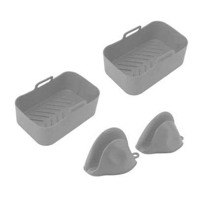 2Set Rectangular Fryer Silicone Pot Fryer Silicone Liners Rectangular Basket for Ninja DZ201 Foodi 8QT Grey V1294-YM3113220220614-0421