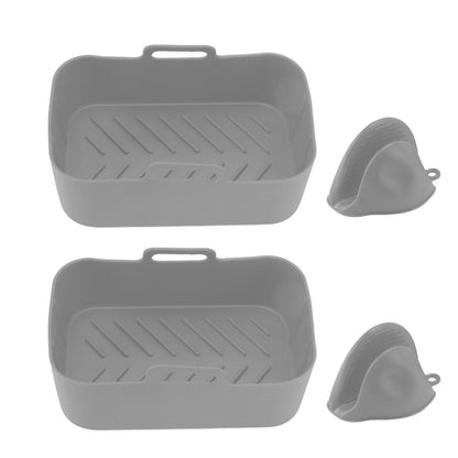 2Set Rectangular Fryer Silicone Pot Fryer Silicone Liners Rectangular Basket for Ninja DZ201 Foodi 8QT Grey V1294-YM3113220220614-0421