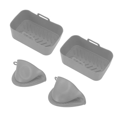 2Set Rectangular Fryer Silicone Pot Fryer Silicone Liners Rectangular Basket for Ninja DZ201 Foodi 8QT Grey V1294-YM3113220220614-0421