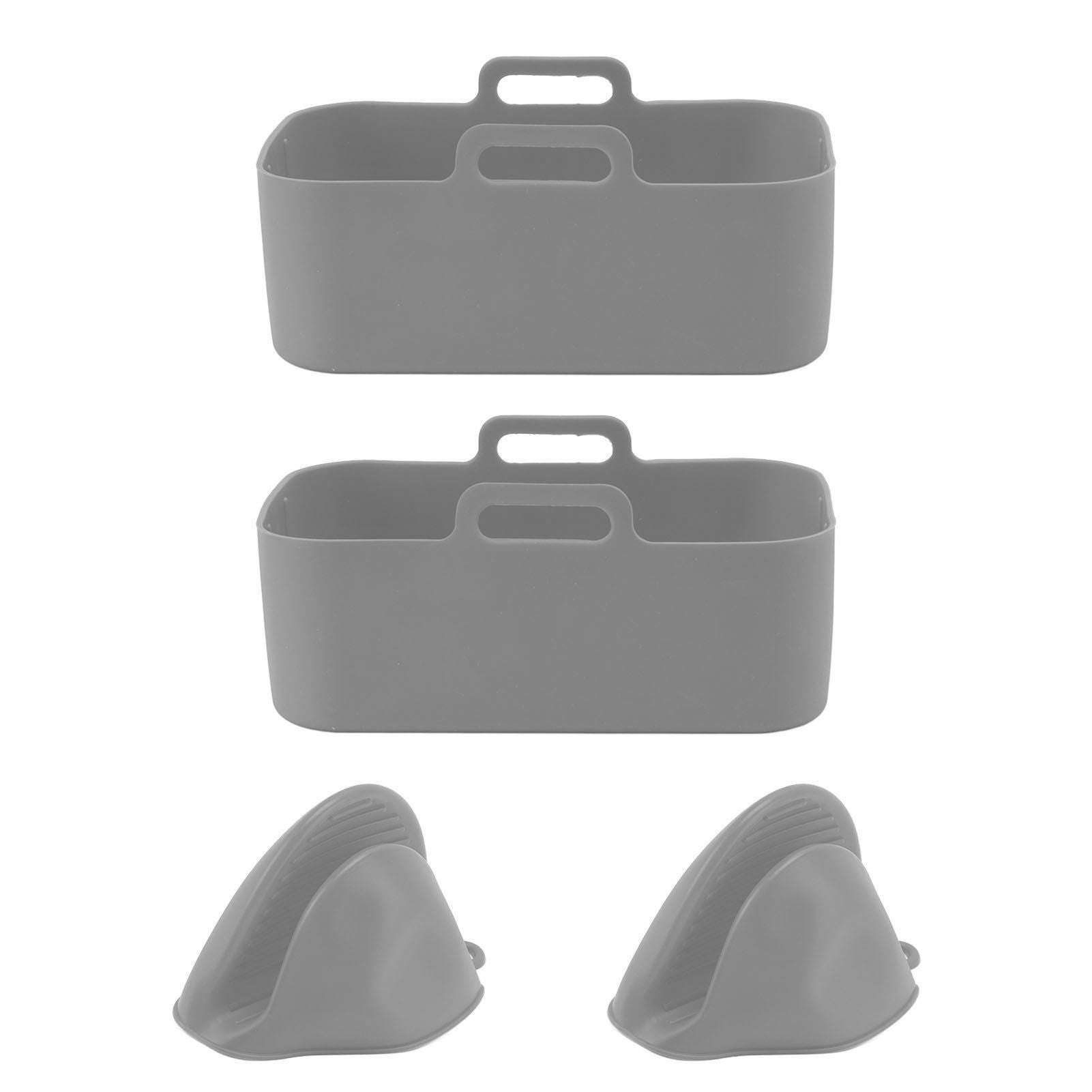 2Set Rectangular Fryer Silicone Pot Fryer Silicone Liners Rectangular Basket for Ninja DZ201 Foodi 8QT Grey V1294-YM3113220220614-0421