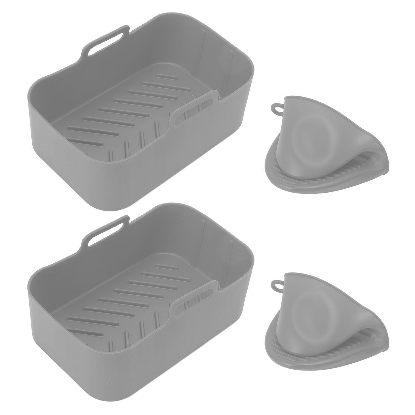 2Set Rectangular Fryer Silicone Pot Fryer Silicone Liners Rectangular Basket for Ninja DZ201 Foodi 8QT Grey V1294-YM3113220220614-0421