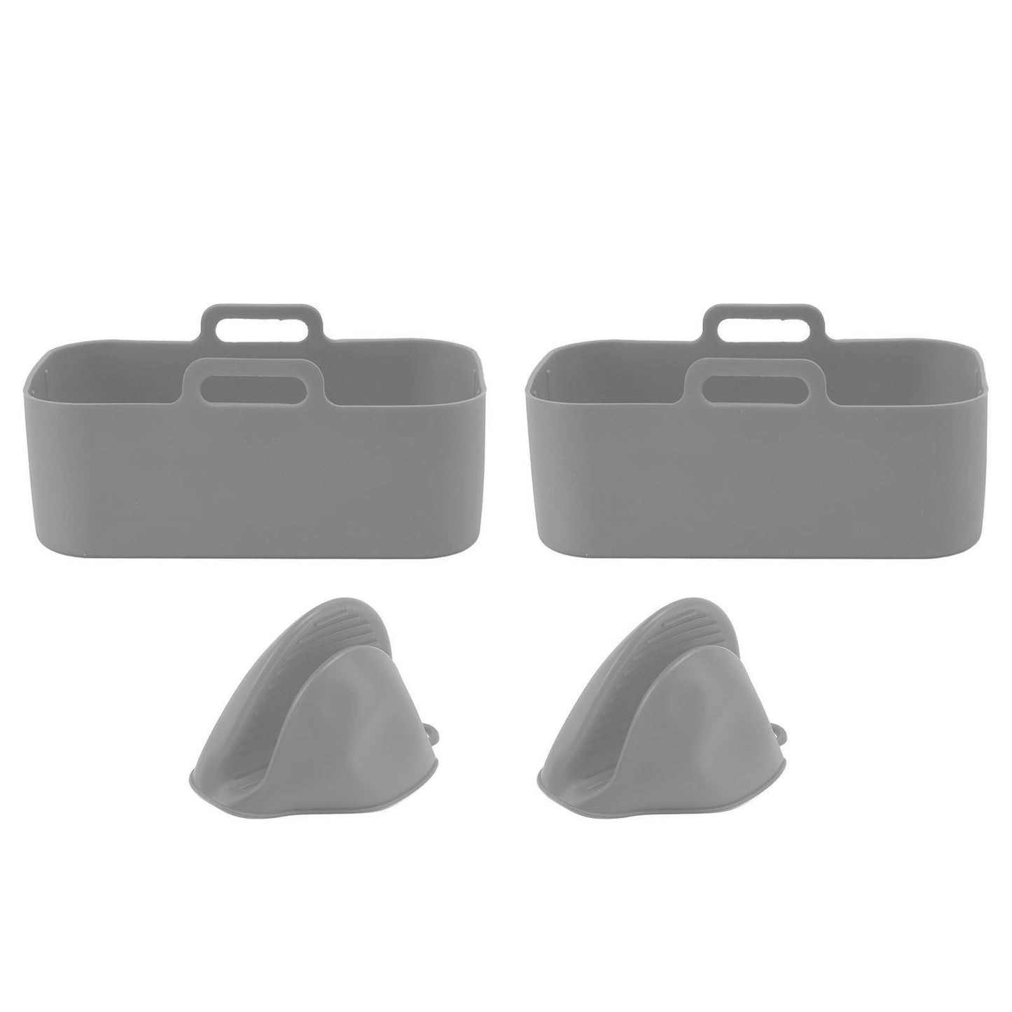 2Set Rectangular Fryer Silicone Pot Fryer Silicone Liners Rectangular Basket for Ninja DZ201 Foodi 8QT Grey V1294-YM3113220220614-0421