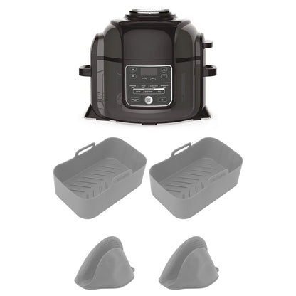 2Set Rectangular Fryer Silicone Pot Fryer Silicone Liners Rectangular Basket for Ninja DZ201 Foodi 8QT Grey V1294-YM3113220220614-0421