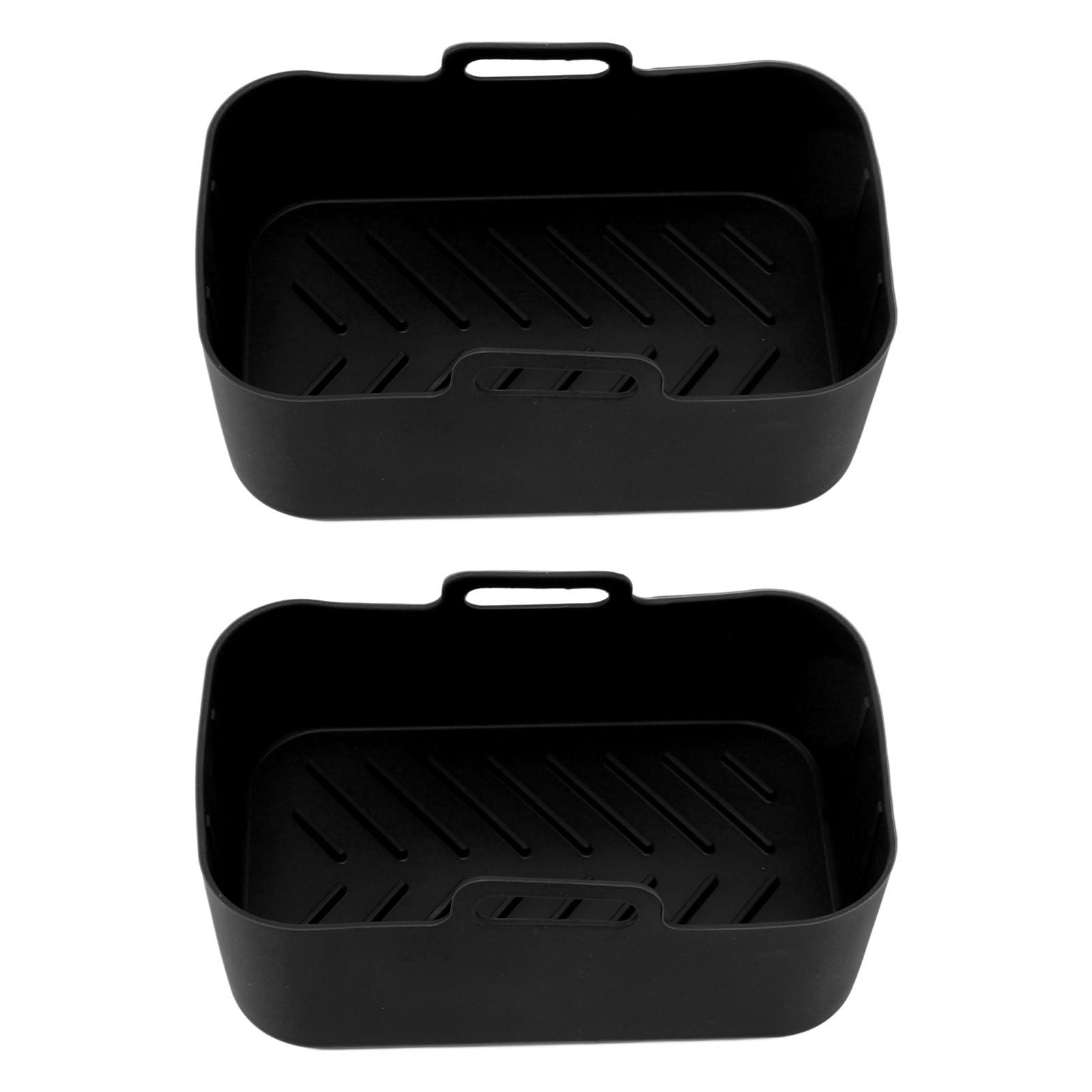 2 Sets Kitchen Fryer Silicone Basket and Mat Reusable Non Stick Rectangular Air Oven Accessories for Ninja V1294-YM3113220220811-0421