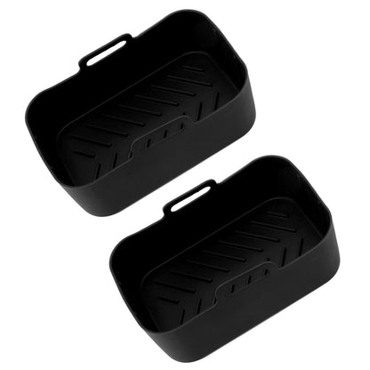 2 Sets Kitchen Fryer Silicone Basket and Mat Reusable Non Stick Rectangular Air Oven Accessories for Ninja V1294-YM3113220220811-0421