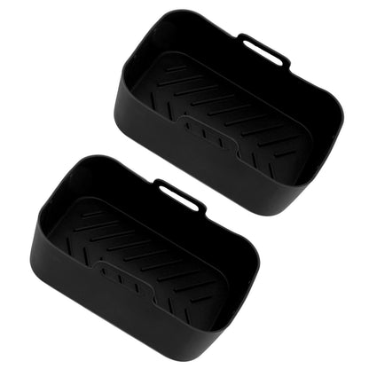 2 Sets Kitchen Fryer Silicone Basket and Mat Reusable Non Stick Rectangular Air Oven Accessories for Ninja V1294-YM3113220220811-0421