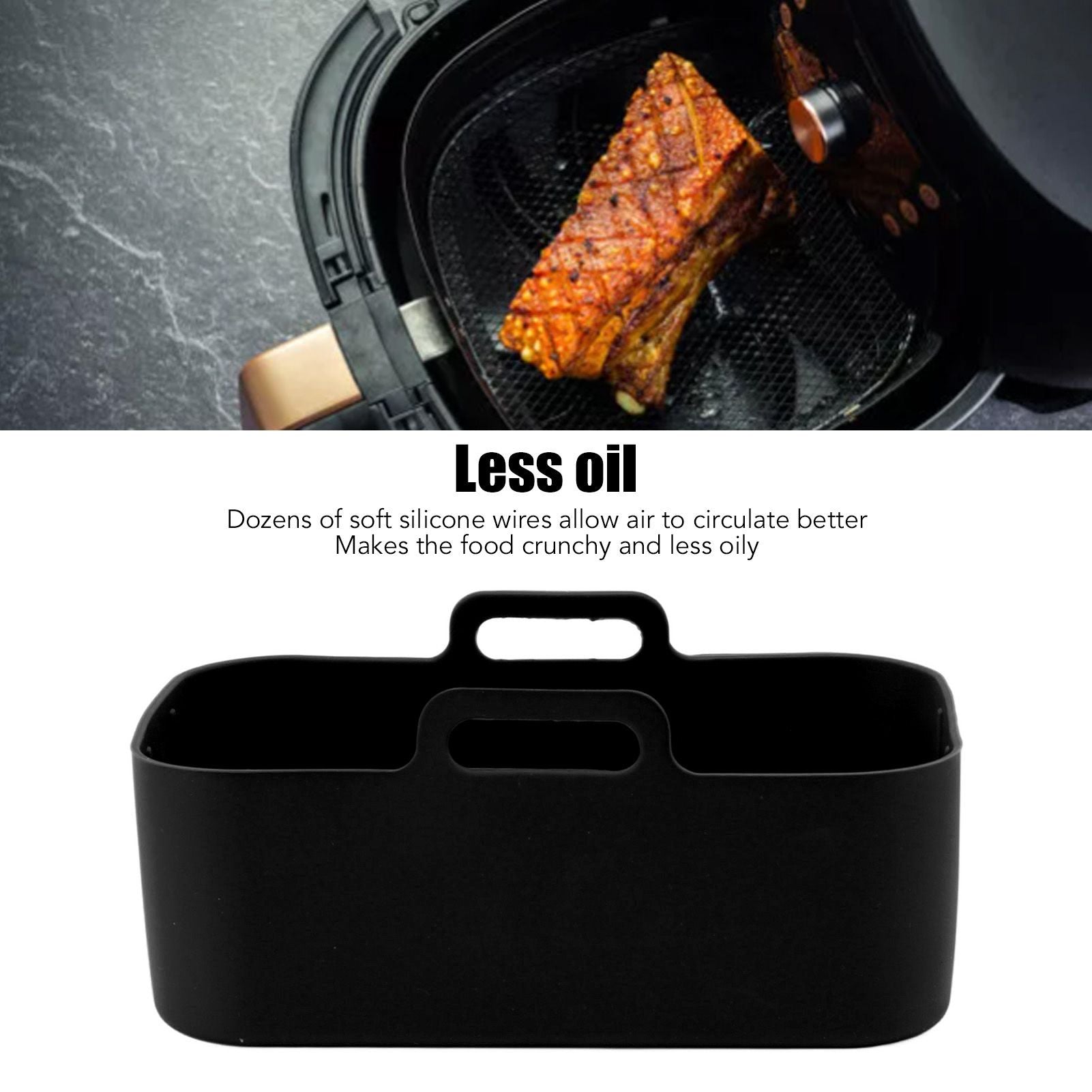 2 Sets Kitchen Fryer Silicone Basket and Mat Reusable Non Stick Rectangular Air Oven Accessories for Ninja V1294-YM3113220220811-0421