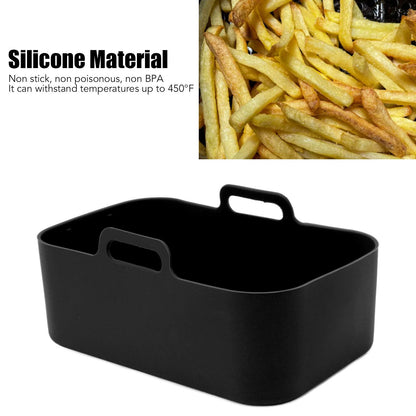 2 Sets Kitchen Fryer Silicone Basket and Mat Reusable Non Stick Rectangular Air Oven Accessories for Ninja V1294-YM3113220220811-0421