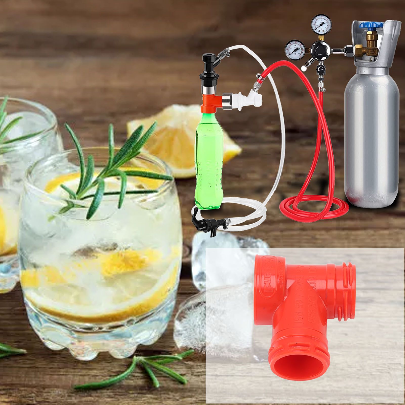 Beer Barrel Tee Adapter Plastic Carbonation Cap Tee Fitting Adapter Oxygen Free Brewing Soda PET Bottles V1294-YM3113220223011-0421
