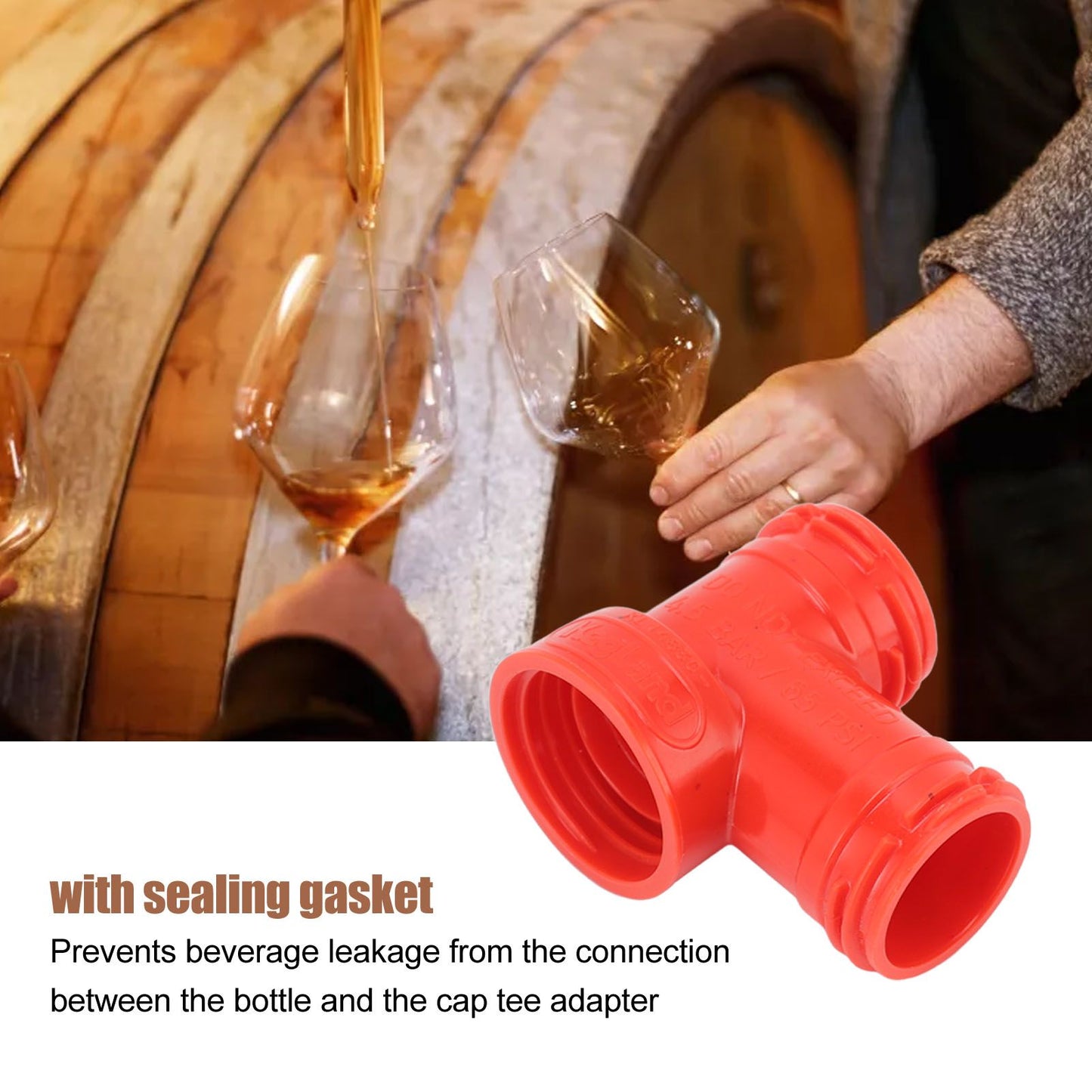 Beer Barrel Tee Adapter Plastic Carbonation Cap Tee Fitting Adapter Oxygen Free Brewing Soda PET Bottles V1294-YM3113220223011-0421