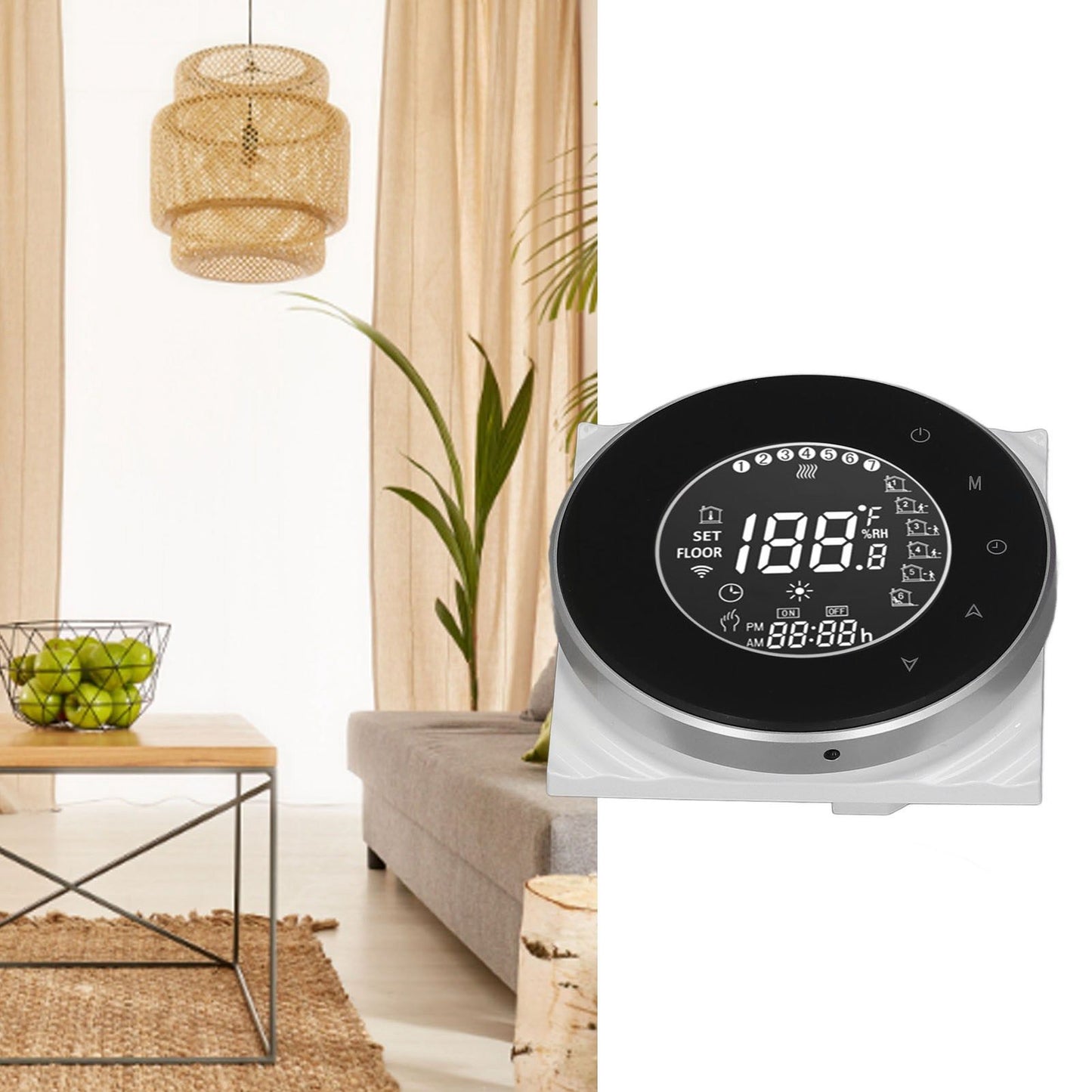 Smart Floor Heat Thermostat Voice Phone Control LCD Touch Screen WiFi Thermostat for Electric Heating Systems V1294-YM3113220223511-0421