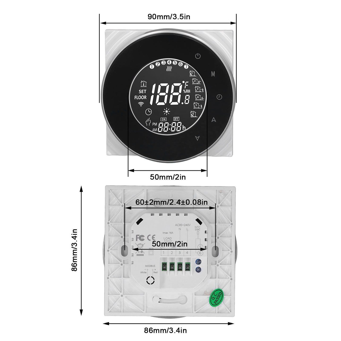 Smart Floor Heat Thermostat Voice Phone Control LCD Touch Screen WiFi Thermostat for Electric Heating Systems V1294-YM3113220223511-0421