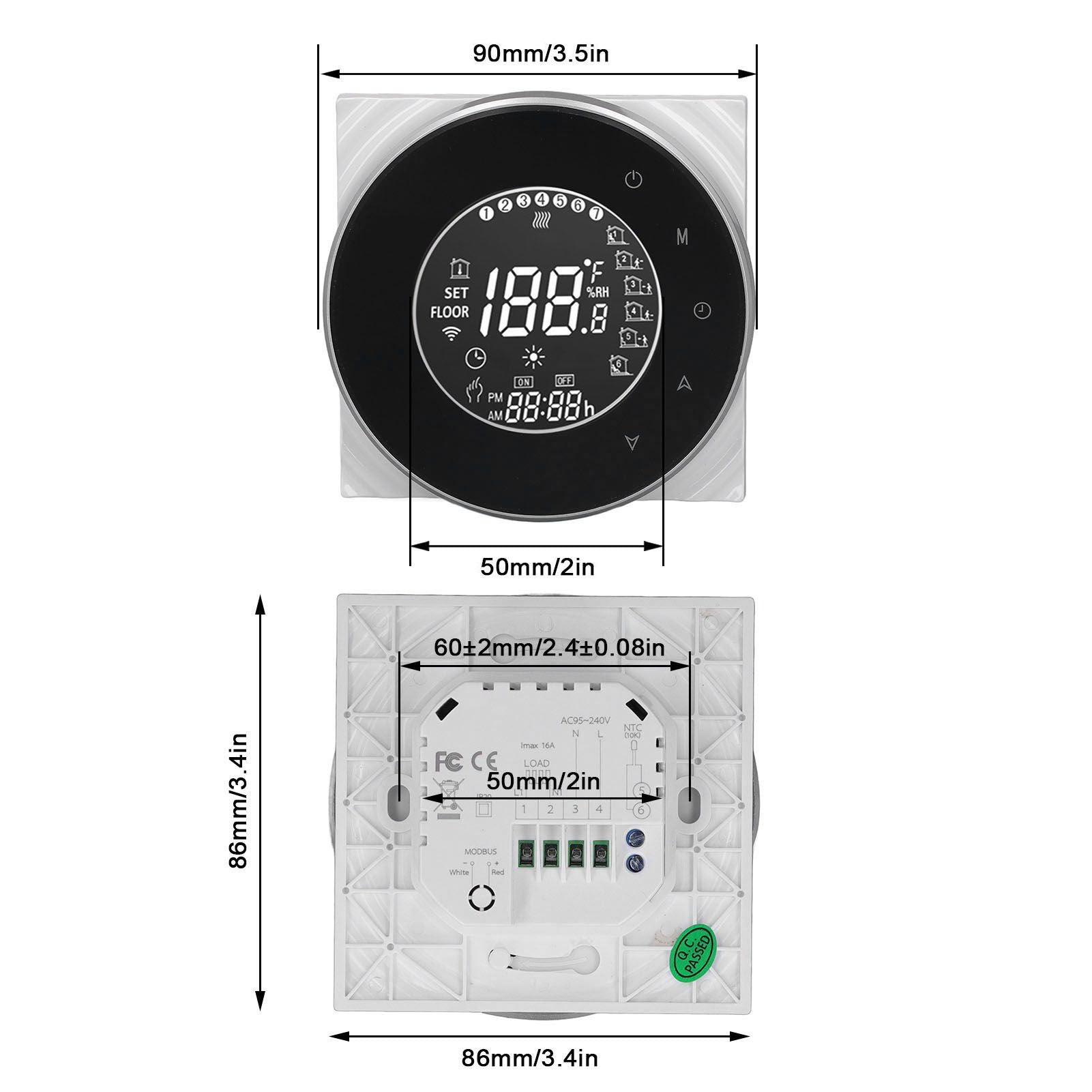 Smart Floor Heat Thermostat Voice Phone Control LCD Touch Screen WiFi Thermostat for Electric Heating Systems V1294-YM3113220223511-0421