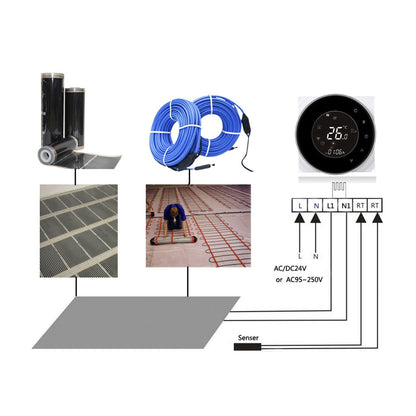 Smart Floor Heat Thermostat Voice Phone Control LCD Touch Screen WiFi Thermostat for Electric Heating Systems V1294-YM3113220223511-0421