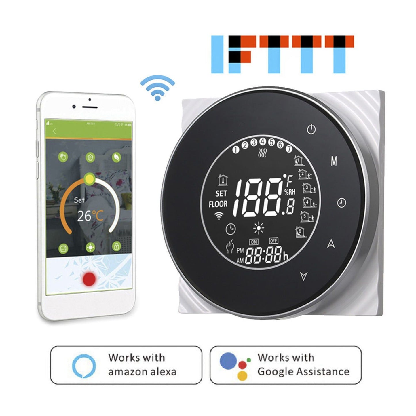 Smart Floor Heat Thermostat Voice Phone Control LCD Touch Screen WiFi Thermostat for Electric Heating Systems V1294-YM3113220223511-0421