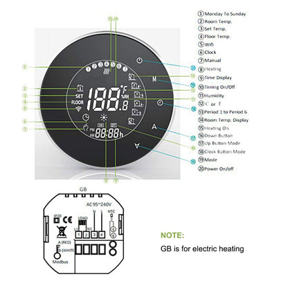 Smart Floor Heat Thermostat Voice Phone Control LCD Touch Screen WiFi Thermostat for Electric Heating Systems V1294-YM3113220223511-0421