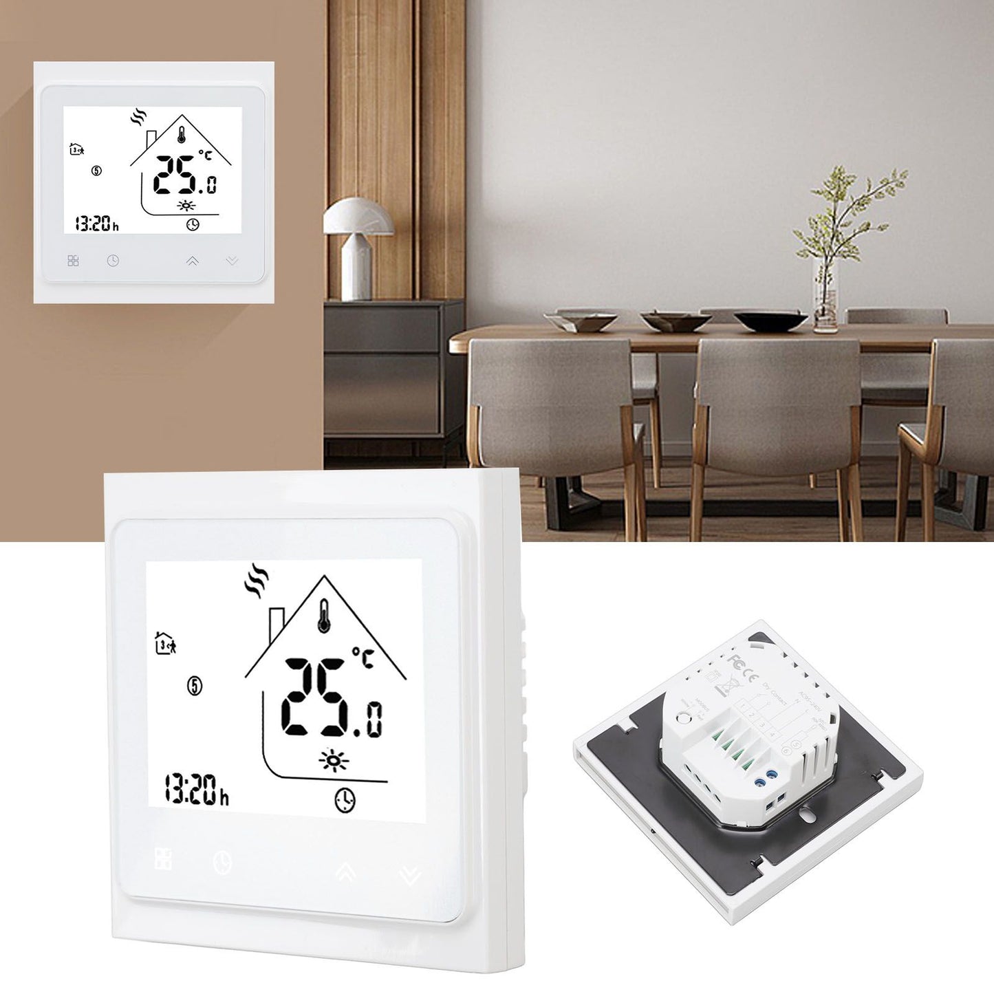 BHT 002GC Boiler Heating Programmable Thermostat Digital Touch Screen Thermostat with Large LCD Display V1294-YM3113220223911-0421