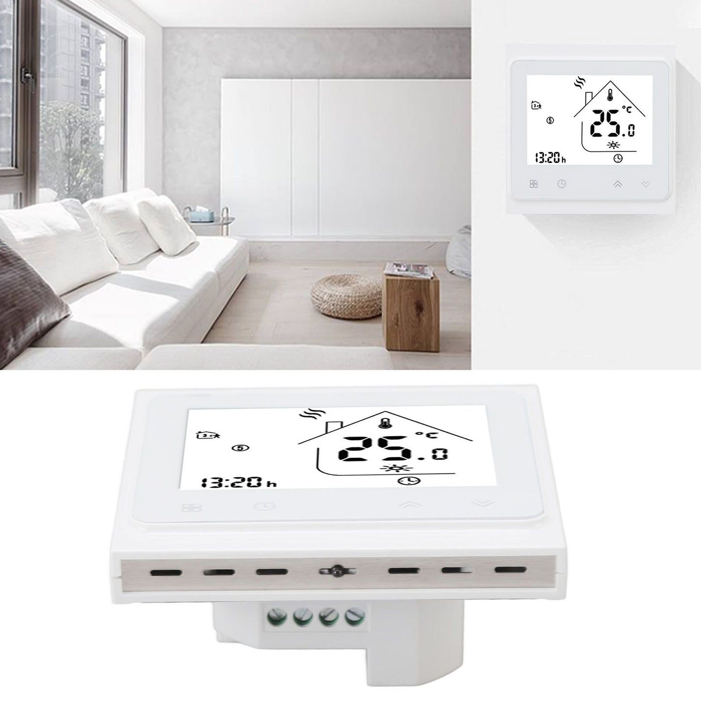 BHT 002GC Boiler Heating Programmable Thermostat Digital Touch Screen Thermostat with Large LCD Display V1294-YM3113220223911-0421