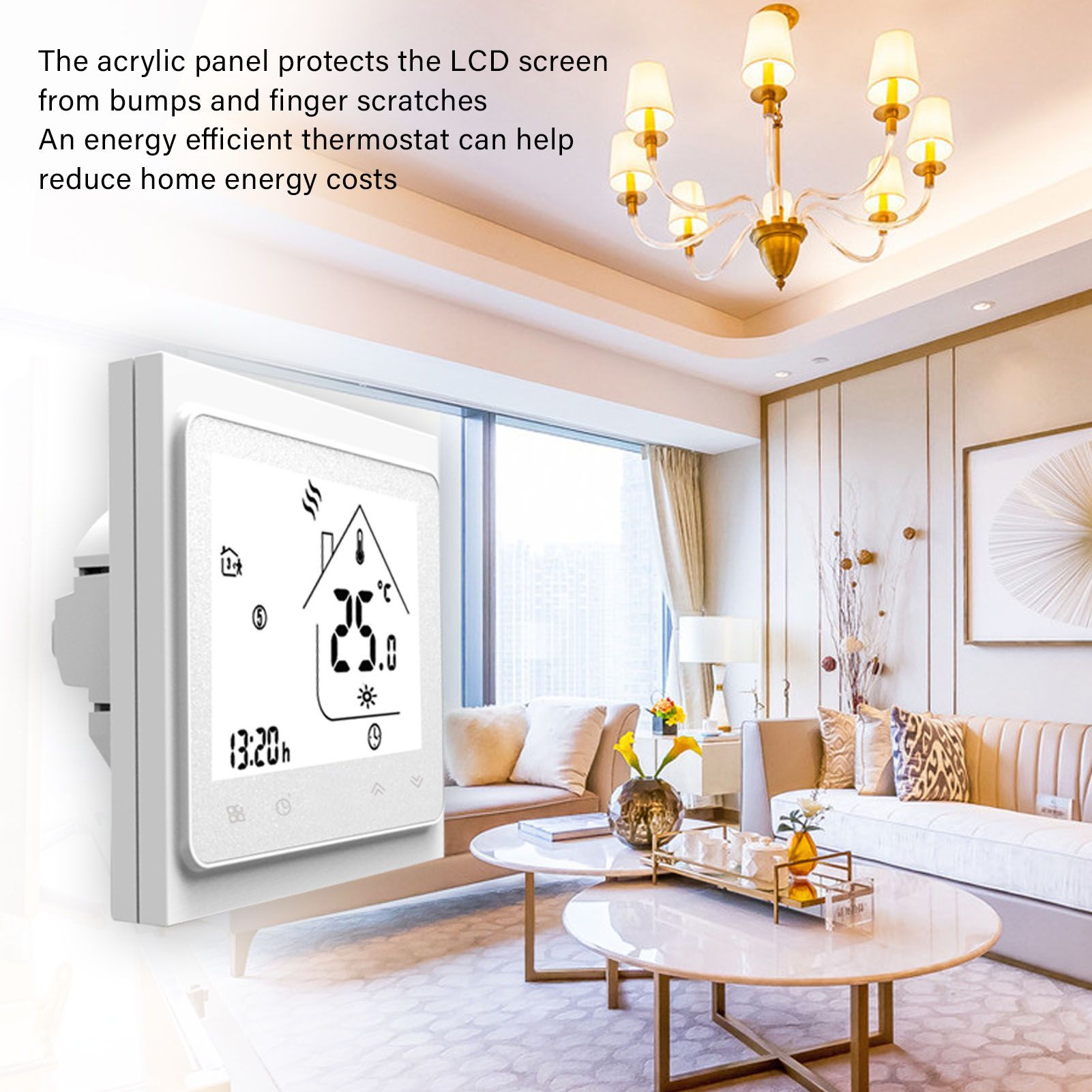 BHT 002GC Boiler Heating Programmable Thermostat Digital Touch Screen Thermostat with Large LCD Display V1294-YM3113220223911-0421