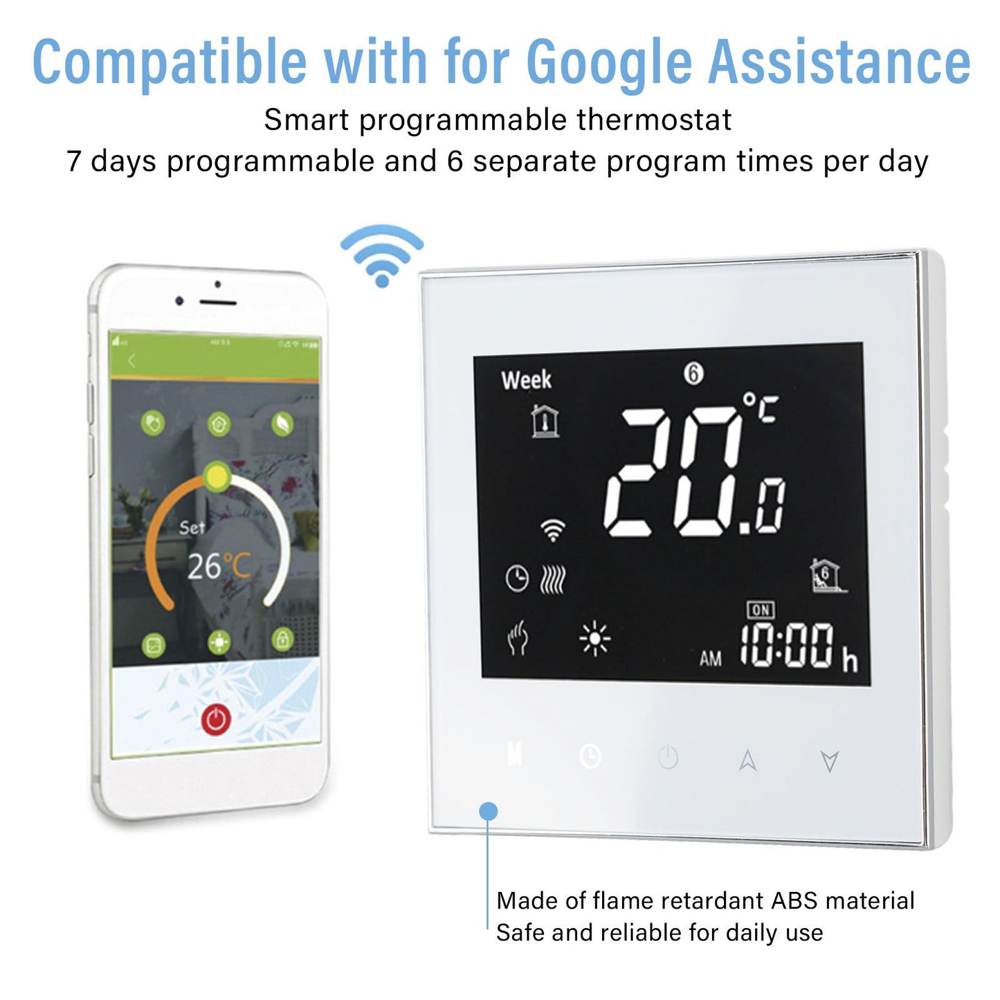 Smart Boiler Heating Thermostat WIFI APP Voice Control LCD Touch Screen Programmable White 95-240V V1294-YM3113220224011-0421