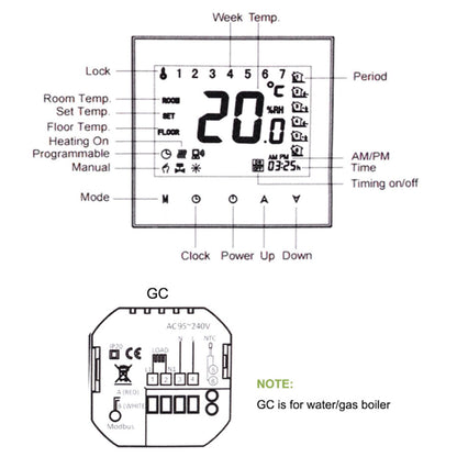 Smart Boiler Heating Thermostat WIFI APP Voice Control LCD Touch Screen Programmable White 95-240V V1294-YM3113220224011-0421
