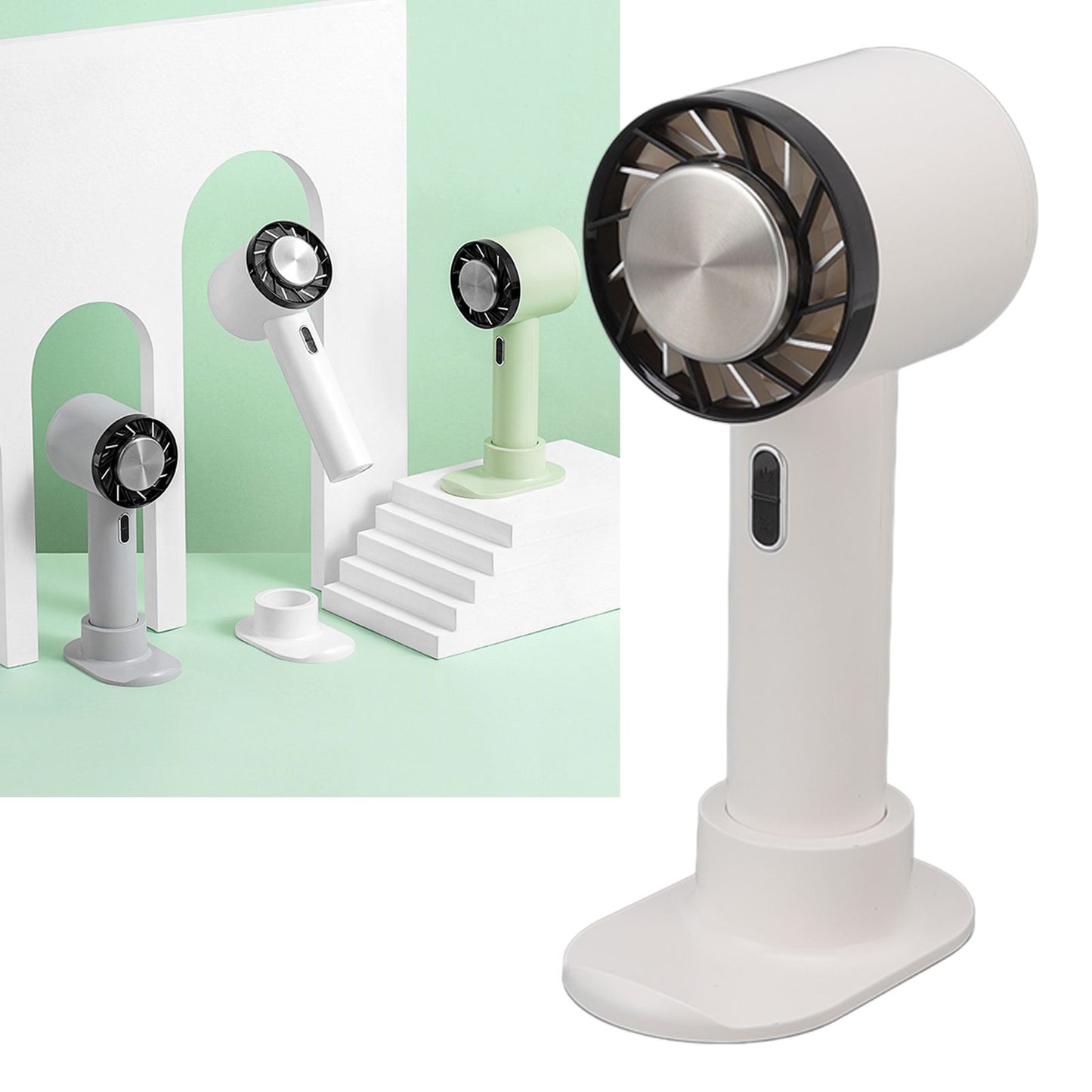 Hand Held Cooling Fan Portable USB Rechargeable Small Pocket Fan for Office Traveling White V1294-YM3113220229911-0421
