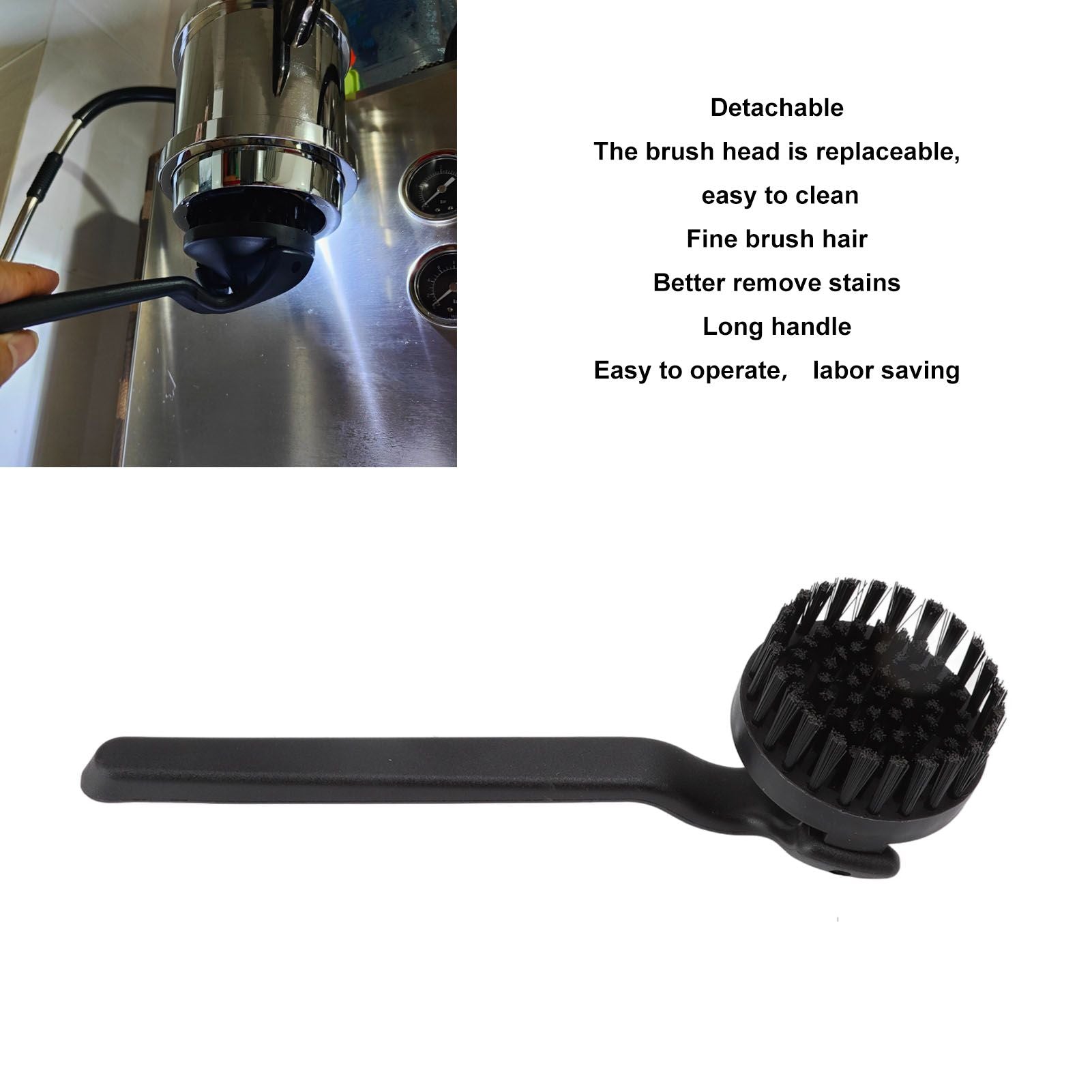 Coffee Machine Brewing Head Brush ABS Detachable Round Coffee Grinder Cleaning Brush for 58mm Diameter Head V1294-YM3113220233411-0421