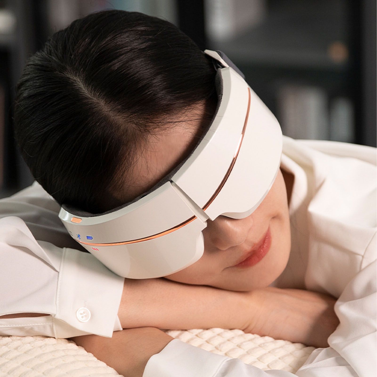 Eye Massager Smart Bluetooth Heating Vibration USB Charging Eye Massage Machine for Home Dorm White V1294-YM3113220235811-0421