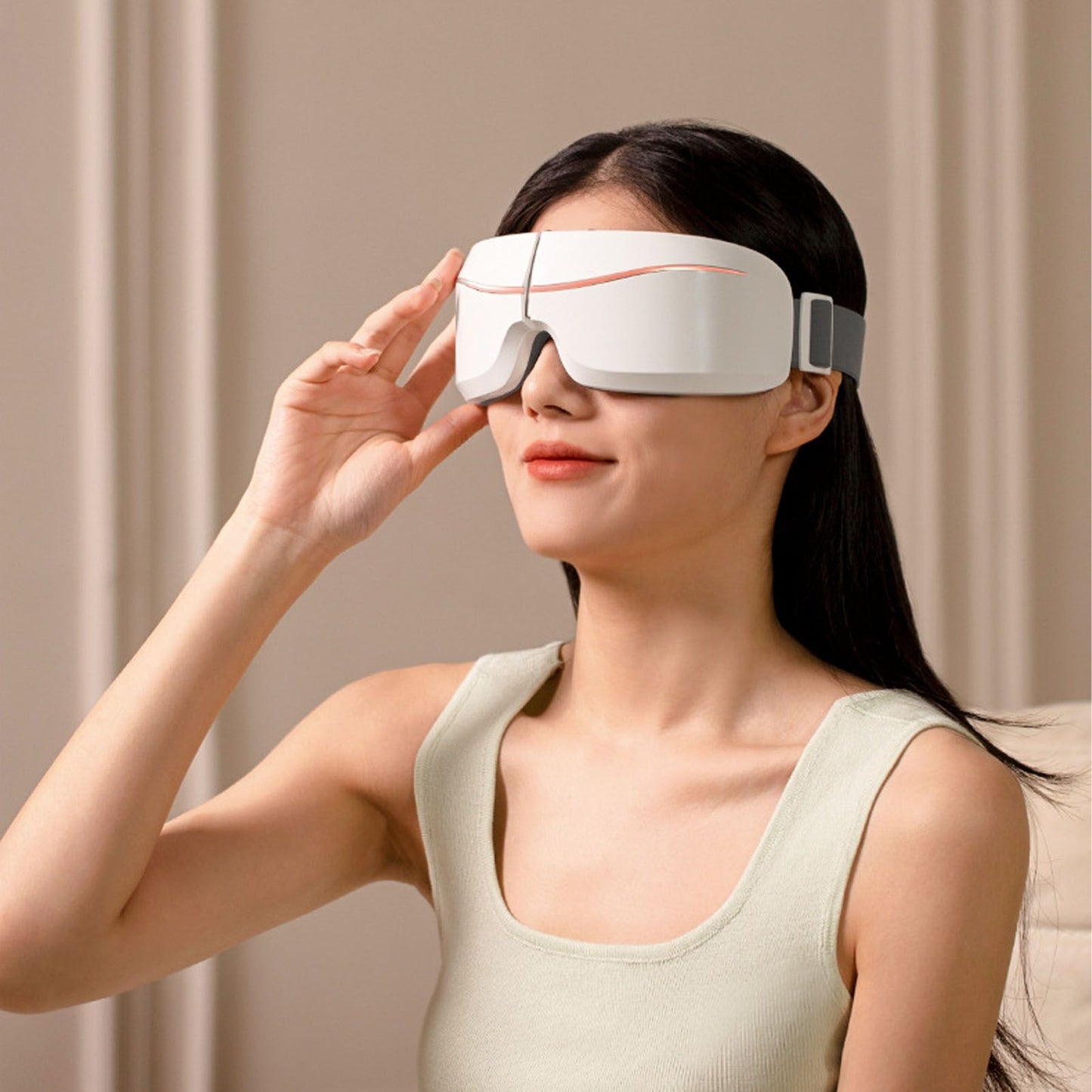 Eye Massager Smart Bluetooth Heating Vibration USB Charging Eye Massage Machine for Home Dorm White V1294-YM3113220235811-0421