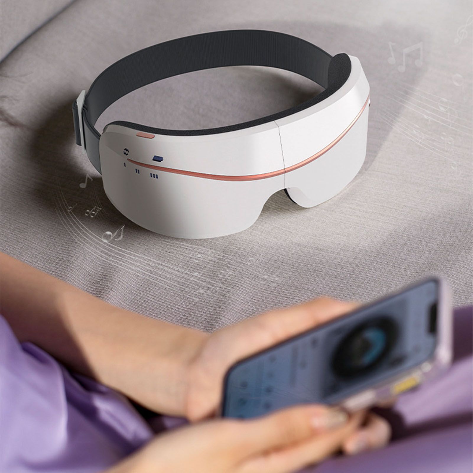 Eye Massager Smart Bluetooth Heating Vibration USB Charging Eye Massage Machine for Home Dorm White V1294-YM3113220235811-0421