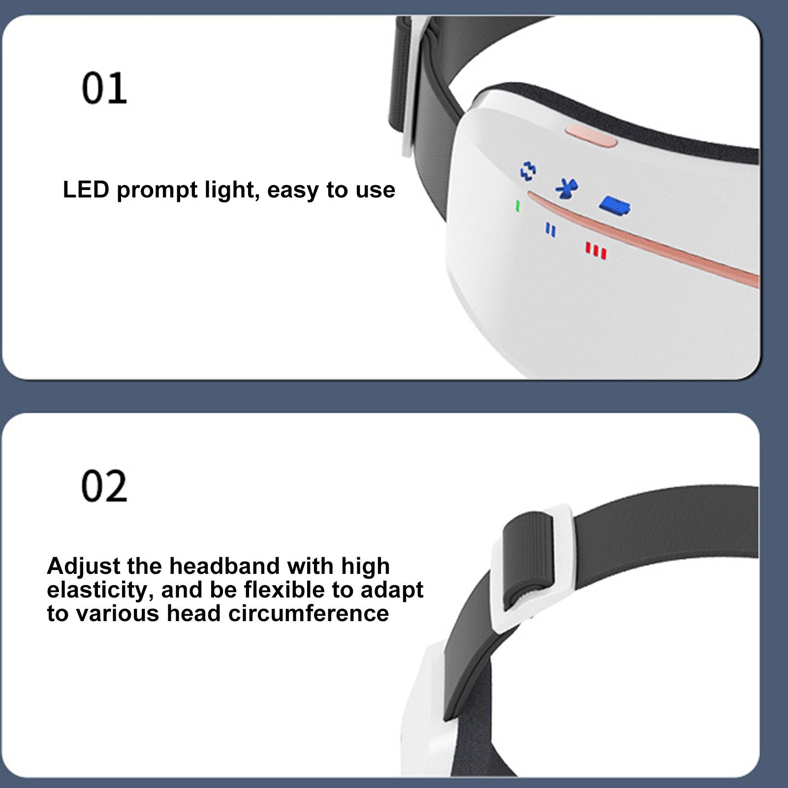 Eye Massager Smart Bluetooth Heating Vibration USB Charging Eye Massage Machine for Home Dorm White V1294-YM3113220235811-0421