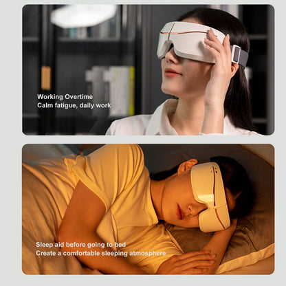 Eye Massager Smart Bluetooth Heating Vibration USB Charging Eye Massage Machine for Home Dorm White V1294-YM3113220235811-0421